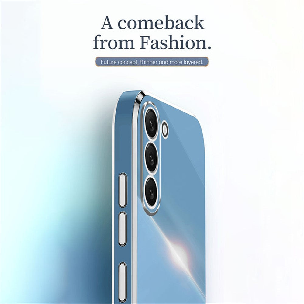 XINLI Phone Case for Samsung Galaxy S23+, Electroplating Golden Edge Anti-fall TPU Protective Back Cover