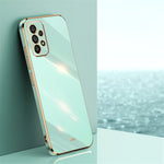 XINLI For Samsung Galaxy A33 5G Slim Phone Case Electroplating Golden Edge Anti-scratch TPU Mobile Phone Cover
