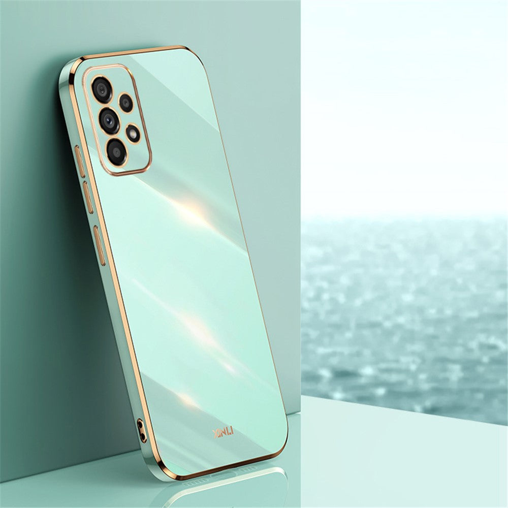 XINLI For Samsung Galaxy A33 5G Slim Phone Case Electroplating Golden Edge Anti-scratch TPU Mobile Phone Cover