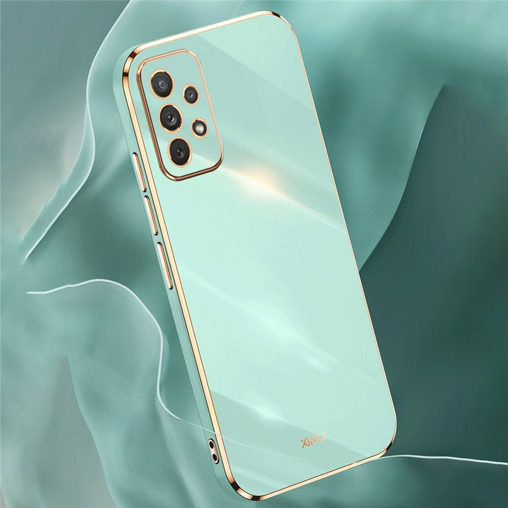 XINLI For Samsung Galaxy A33 5G Slim Phone Case Electroplating Golden Edge Anti-scratch TPU Mobile Phone Cover