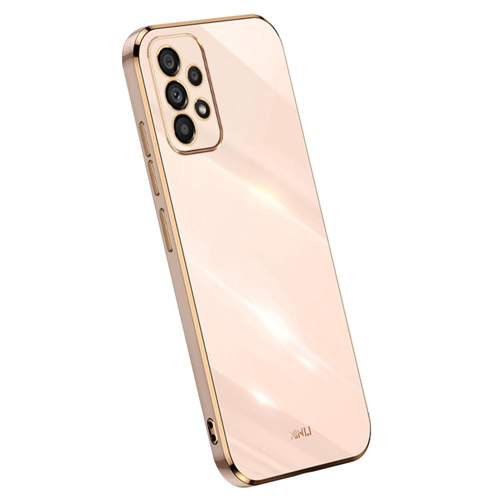 XINLI For Samsung Galaxy A33 5G Slim Phone Case Electroplating Golden Edge Anti-scratch TPU Mobile Phone Cover