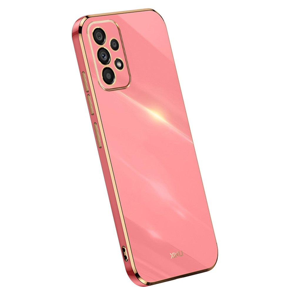XINLI För Samsung Galaxy A33 5G Slim mobilskal Galvaniserad Golden Edge Reptålig TPU Mobilmobilskal