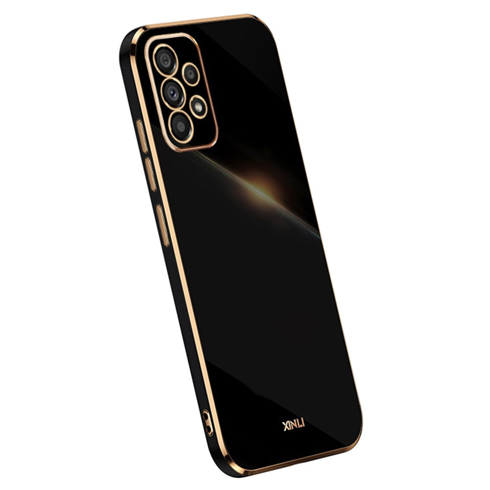 XINLI For Samsung Galaxy A33 5G Slim Phone Case Electroplating Golden Edge Anti-scratch TPU Mobile Phone Cover