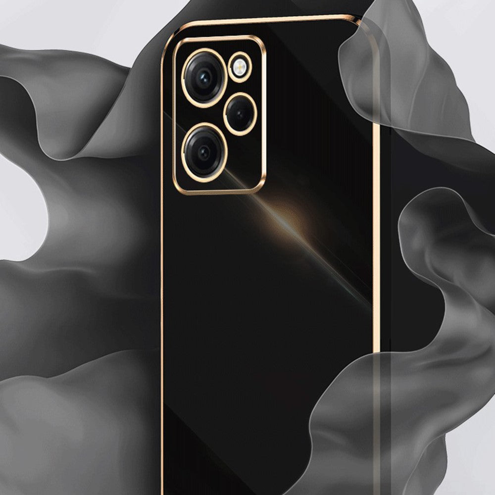 XINLI For Xiaomi Poco X5 Pro 5G / Redmi Note 12 Pro Speed 5G Electroplating Golden Edge Phone Case Flexible TPU Anti-drop Cover
