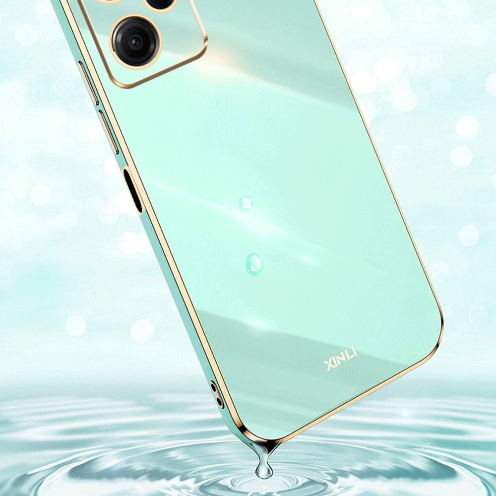 XINLI For Xiaomi Poco X5 Pro 5G / Redmi Note 12 Pro Speed 5G Electroplating Golden Edge Phone Case Flexible TPU Anti-drop Cover