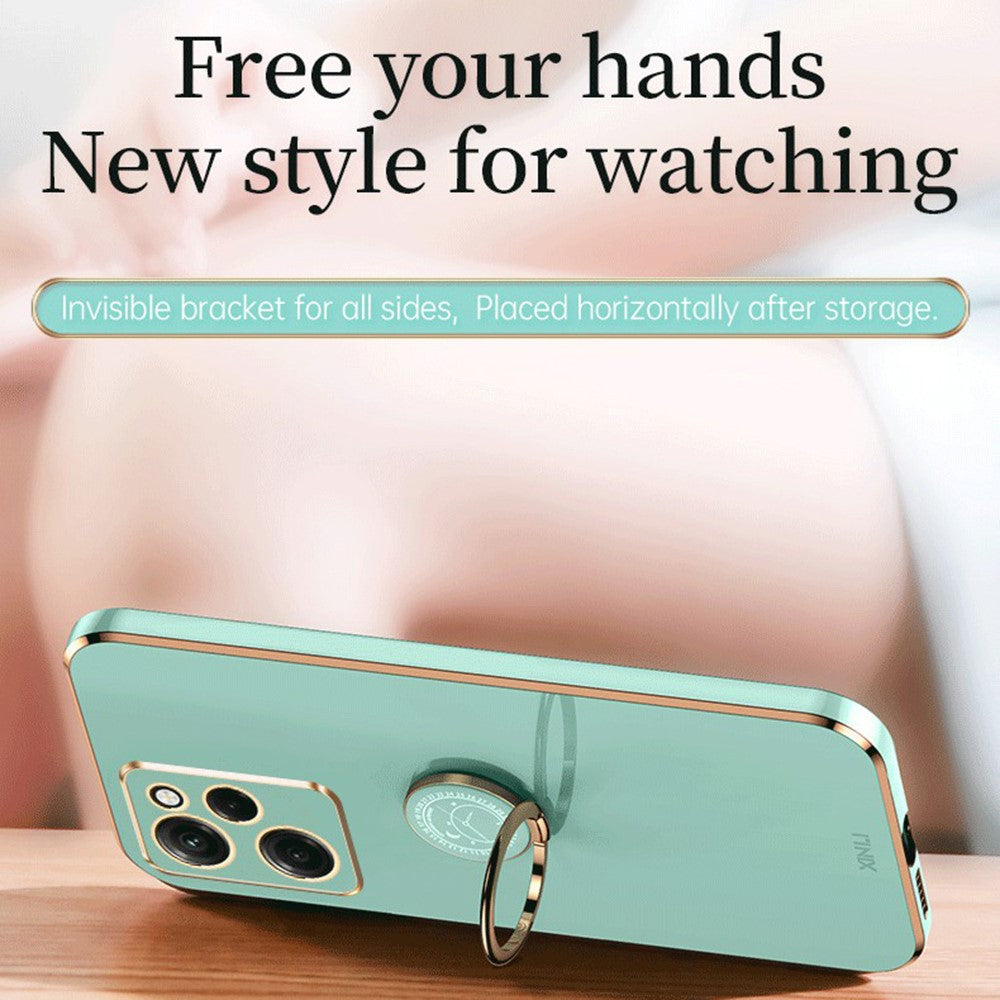 XINLI For Xiaomi Redmi Note 12 Pro Speed 5G / Poco X5 Pro 5G Ring Kickstand Phone Case Electroplating Golden Edge Soft TPU Cover