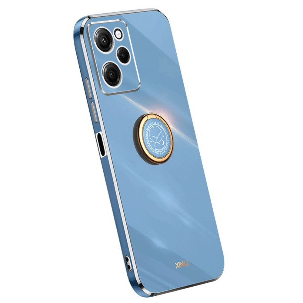 XINLI For Xiaomi Redmi Note 12 Pro Speed 5G / Poco X5 Pro 5G Ring Kickstand Phone Case Electroplating Golden Edge Soft TPU Cover