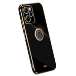 XINLI For Xiaomi Redmi Note 12 Pro Speed 5G / Poco X5 Pro 5G Ring Kickstand Phone Case Electroplating Golden Edge Soft TPU Cover
