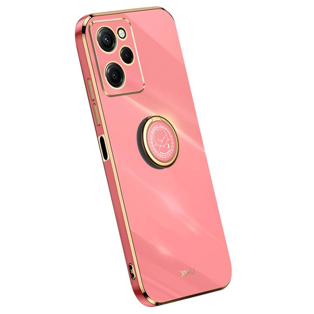 XINLI For Xiaomi Redmi Note 12 Pro Speed 5G / Poco X5 Pro 5G Ring Kickstand Phone Case Electroplating Golden Edge Soft TPU Cover