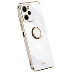 XINLI For Xiaomi Redmi Note 12 Pro Speed 5G / Poco X5 Pro 5G Ring Kickstand Phone Case Electroplating Golden Edge Soft TPU Cover