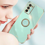 XINLI For Samsung Galaxy A03s (164.2mm) Anti-scratch Phone Cover Ring Kickstand Electroplating TPU Lightweight Phone Case