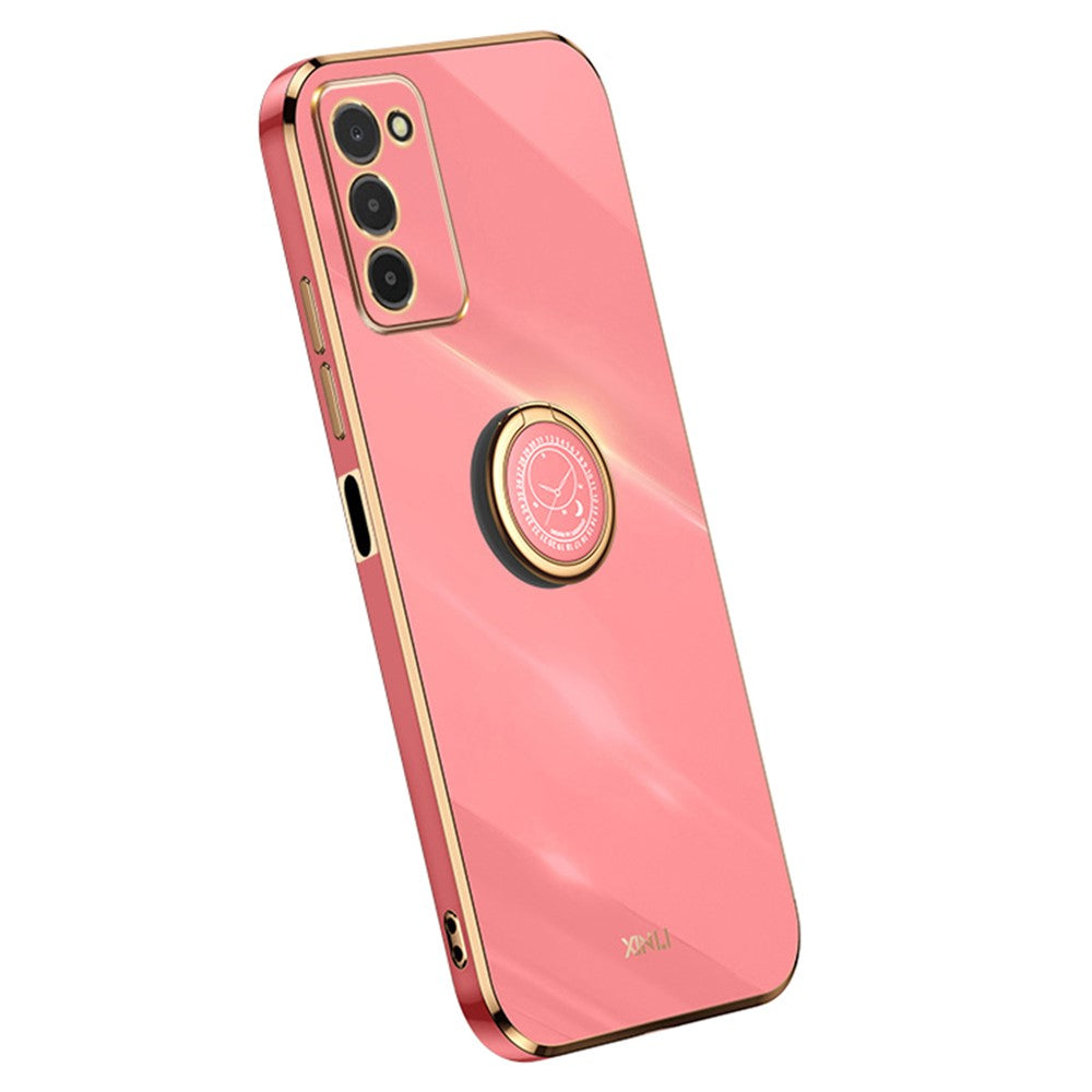 XINLI For Samsung Galaxy A03s (164.2mm) Anti-scratch Phone Cover Ring Kickstand Electroplating TPU Lightweight Phone Case