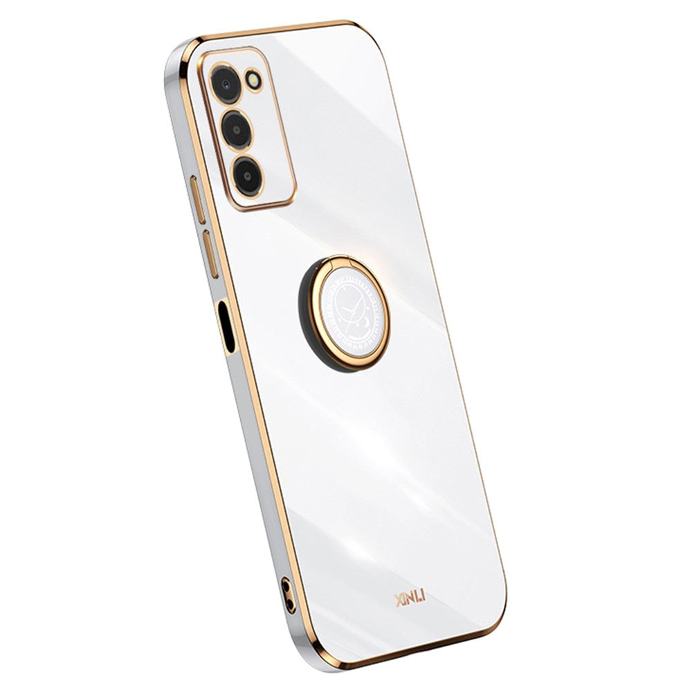 XINLI For Samsung Galaxy A03s (164.2mm) Anti-scratch Phone Cover Ring Kickstand Electroplating TPU Lightweight Phone Case