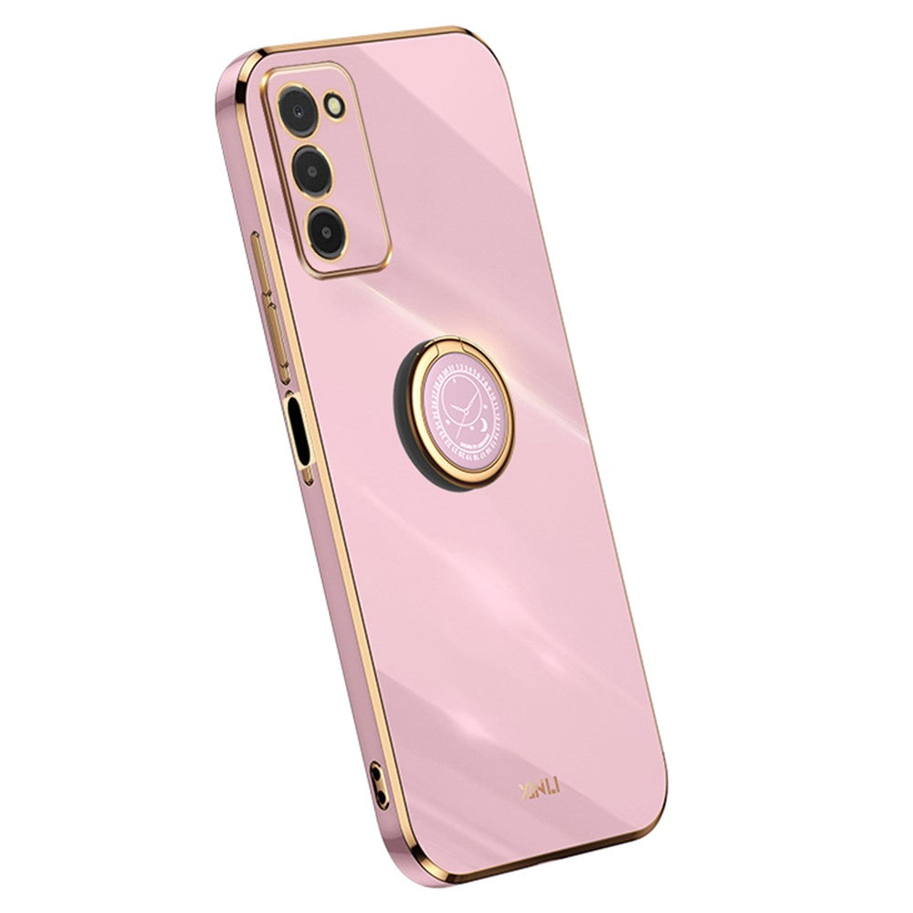 XINLI For Samsung Galaxy A03s (164.2mm) Anti-scratch Phone Cover Ring Kickstand Electroplating TPU Lightweight Phone Case