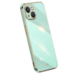 XINLI For iPhone 14 Plus Electroplating Golden Edge Phone Cover Flexible TPU Anti-scratch Case