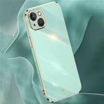 XINLI For iPhone 14 Plus Electroplating Golden Edge Phone Cover Flexible TPU Anti-scratch Case