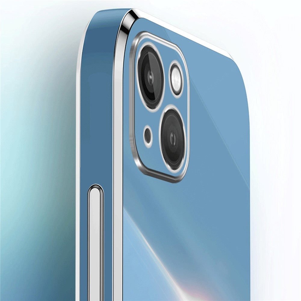 XINLI For iPhone 14 Plus Electroplating Golden Edge Phone Cover Flexible TPU Anti-scratch Case