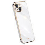 XINLI For iPhone 14 Plus Electroplating Golden Edge Phone Cover Flexible TPU Anti-scratch Case