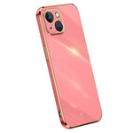 XINLI For iPhone 14 Plus Electroplating Golden Edge Phone Cover Flexible TPU Anti-scratch Case