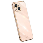XINLI For iPhone 14 Plus Electroplating Golden Edge Phone Cover Flexible TPU Anti-scratch Case