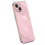 XINLI For iPhone 14 Plus Electroplating Golden Edge Phone Cover Flexible TPU Anti-scratch Case