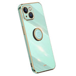 XINLI Ring Kickstand Back Shell for iPhone 13 mini 5.4 inch, Anti-drop Electroplating Golden Edge Case Soft TPU Cover