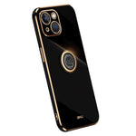 XINLI Ring Kickstand Back Shell for iPhone 13 mini 5.4 inch, Anti-drop Electroplating Golden Edge Case Soft TPU Cover