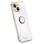 XINLI Ring Kickstand Back Shell for iPhone 13 mini 5.4 inch, Anti-drop Electroplating Golden Edge Case Soft TPU Cover