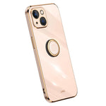 XINLI Ring Kickstand Back Shell for iPhone 13 mini 5.4 inch, Anti-drop Electroplating Golden Edge Case Soft TPU Cover