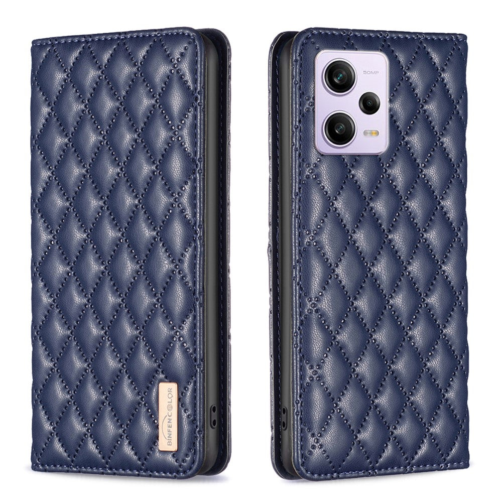BINFEN COLOR BF Style-16 PU-läderskal för Xiaomi Redmi Note 12 Pro 5G / Note 12 Pro Speed 5G / Poco X5 Pro 5G stativmobilskal korthållare magnetisk stängning mobilskal