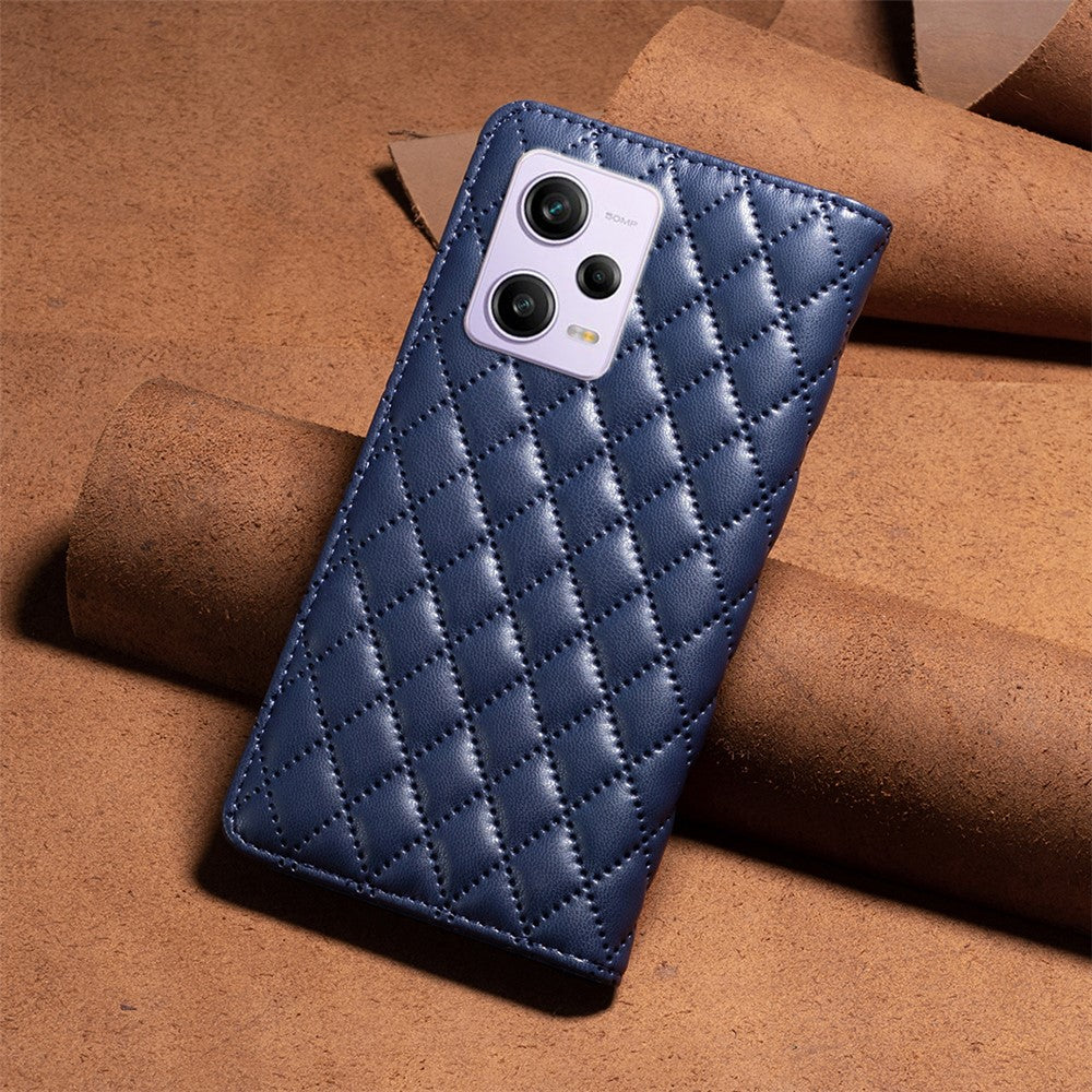 BINFEN COLOR BF Style-16 PU-läderskal för Xiaomi Redmi Note 12 Pro 5G / Note 12 Pro Speed 5G / Poco X5 Pro 5G stativmobilskal korthållare magnetisk stängning mobilskal
