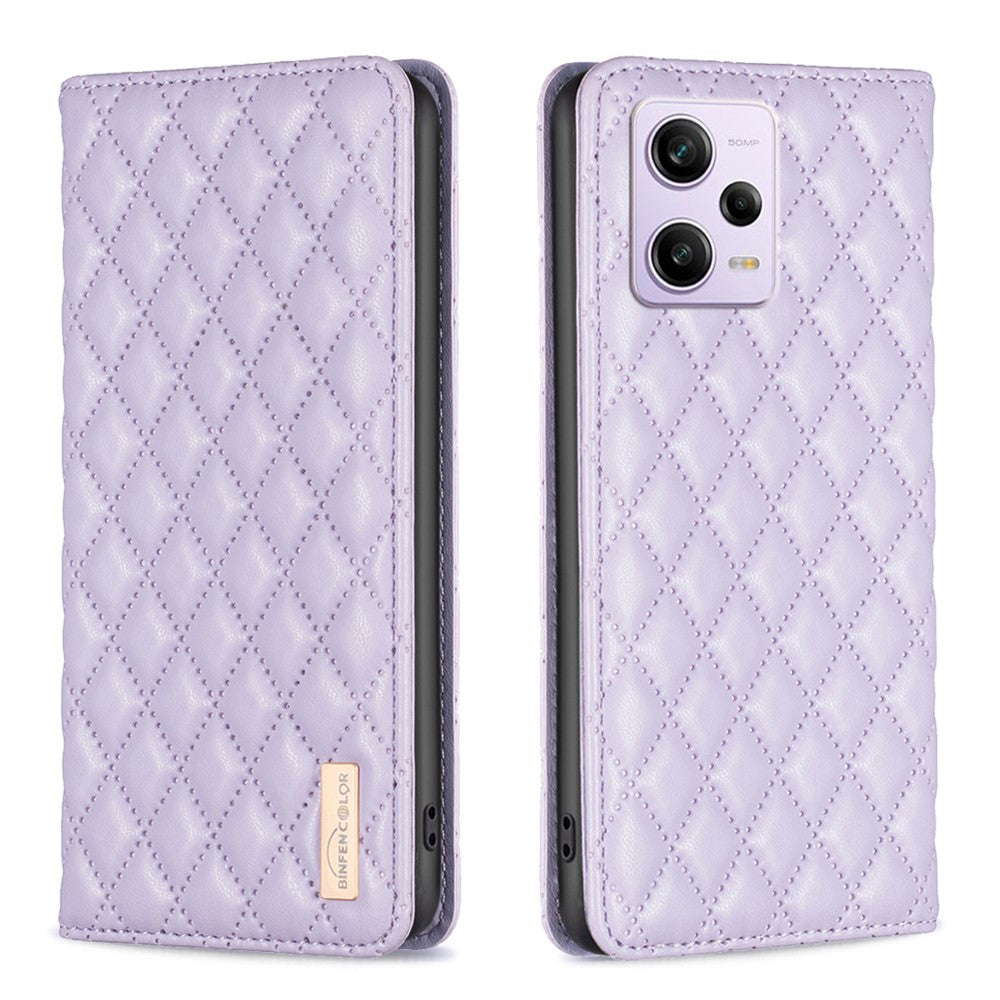 BINFEN COLOR BF Style-16 PU-läderskal för Xiaomi Redmi Note 12 Pro 5G / Note 12 Pro Speed 5G / Poco X5 Pro 5G stativmobilskal korthållare magnetisk stängning mobilskal