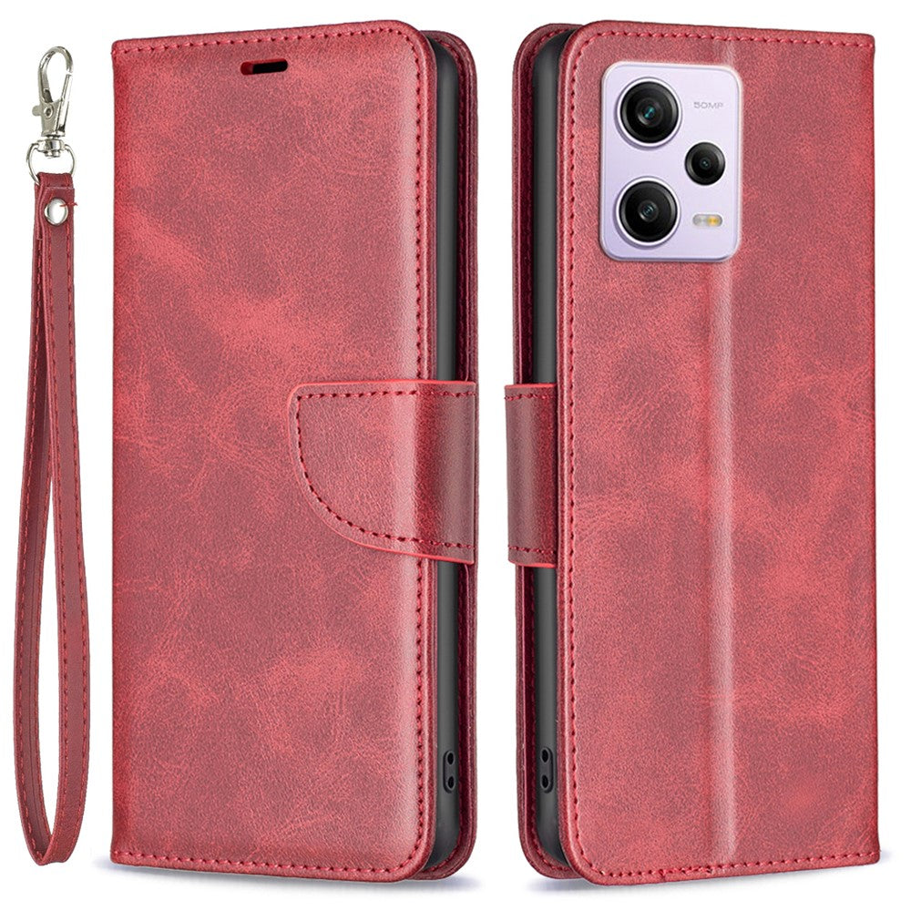 Xiaomi Redmi Note 12 Pro 5G / Note 12 Pro Speed 5G / Poco X5 Pro 5G-skal, slätt läder, plånboksfodral, mobilmobilfodral med rem