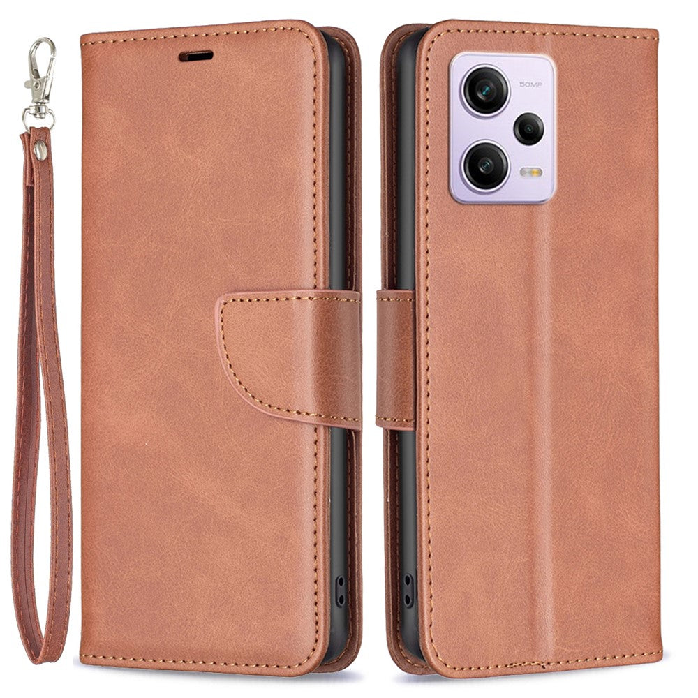 Xiaomi Redmi Note 12 Pro 5G / Note 12 Pro Speed 5G / Poco X5 Pro 5G-skal, slätt läder, plånboksfodral, mobilmobilfodral med rem