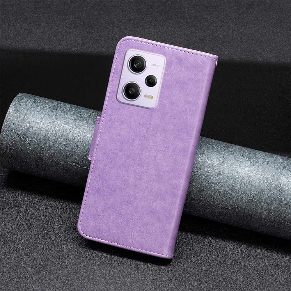Shockproof Case for Xiaomi Redmi Note 12 Pro 5G / Note 12 Pro Speed 5G / Poco X5 Pro 5G PU Leather Cover Butterfly Imprinted with Strap