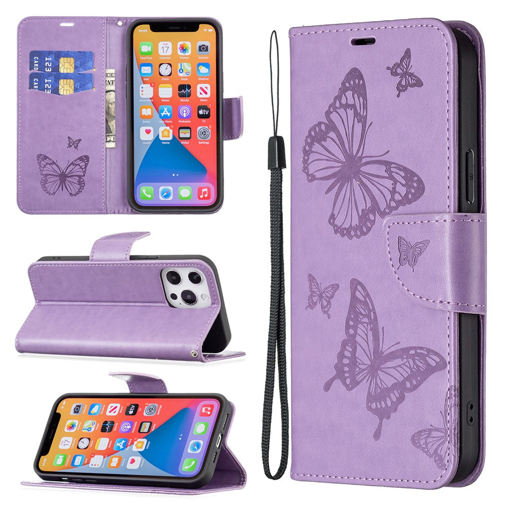 Shockproof Case for Xiaomi Redmi Note 12 Pro 5G / Note 12 Pro Speed 5G / Poco X5 Pro 5G PU Leather Cover Butterfly Imprinted with Strap