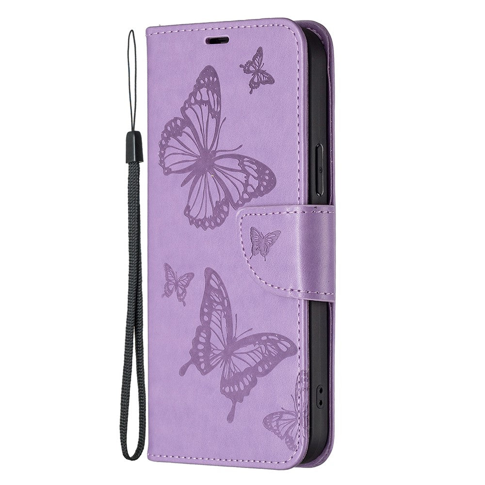 Shockproof Case for Xiaomi Redmi Note 12 Pro 5G / Note 12 Pro Speed 5G / Poco X5 Pro 5G PU Leather Cover Butterfly Imprinted with Strap