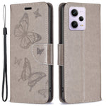 Shockproof Case for Xiaomi Redmi Note 12 Pro 5G / Note 12 Pro Speed 5G / Poco X5 Pro 5G PU Leather Cover Butterfly Imprinted with Strap