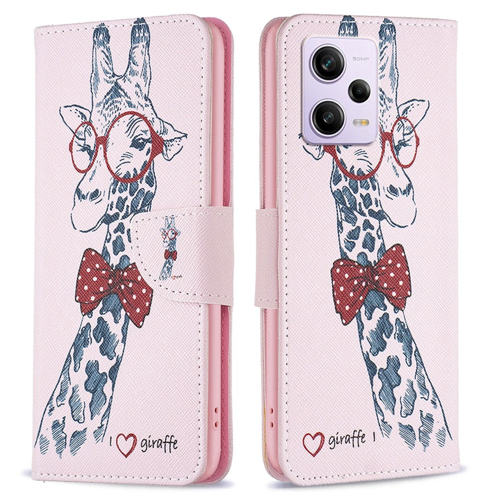 Mönstertryck PU-läderfodral med fällbart mönster för Xiaomi Redmi Note 12 Pro 5G / Note 12 Pro Speed 5G / Poco X5 Pro 5G, plånboksfodral med stativ och fallskydd