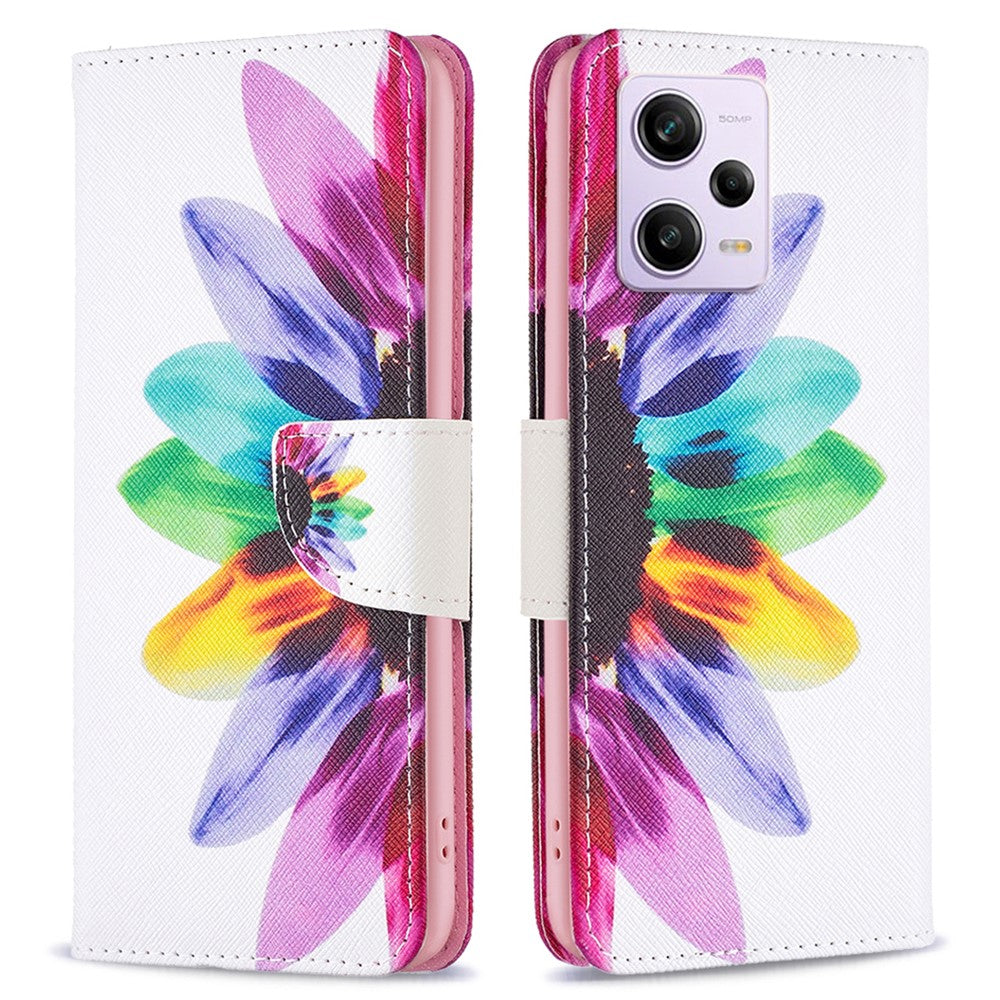 Mönstertryck PU-läderfodral med fällbart mönster för Xiaomi Redmi Note 12 Pro 5G / Note 12 Pro Speed 5G / Poco X5 Pro 5G, plånboksfodral med stativ och fallskydd