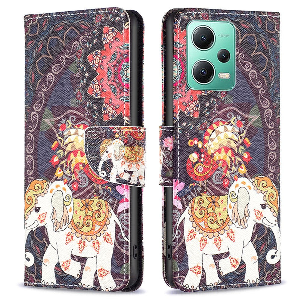 Xiaomi Redmi Note 12 5G (Global) / (Indien) / (Kina) / Poco X5 5G Läderplånboksfodral Mönstertryck Flipfodral