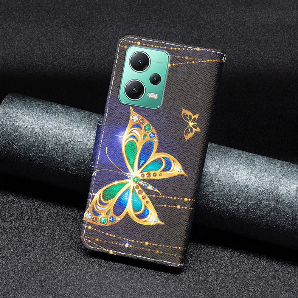 For Xiaomi Redmi Note 12 5G (Global) / (India) / (China) / Poco X5 5G Leather Wallet Phone Case Pattern Printing Flip Stand Cover