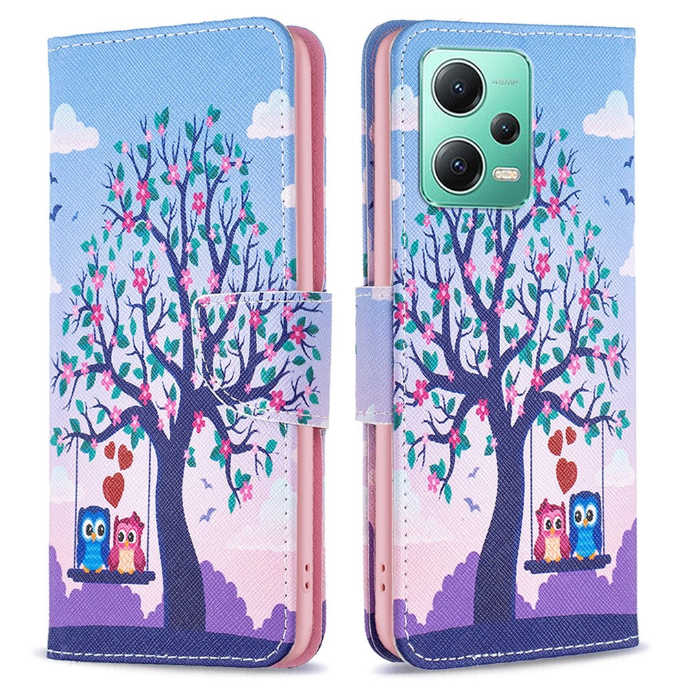 Xiaomi Redmi Note 12 5G (Global) / (Indien) / (Kina) / Poco X5 5G Läderplånboksfodral Mönstertryck Flipfodral