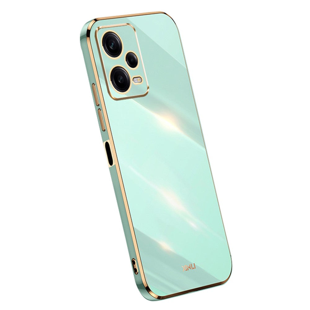 XINLI Phone Case for Xiaomi Redmi Note 12 Pro+ 5G Electroplating Golden Edge Anti-scratch TPU Phone Cover