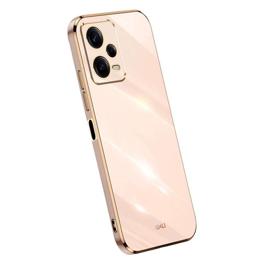 XINLI Phone Case for Xiaomi Redmi Note 12 Pro+ 5G Electroplating Golden Edge Anti-scratch TPU Phone Cover