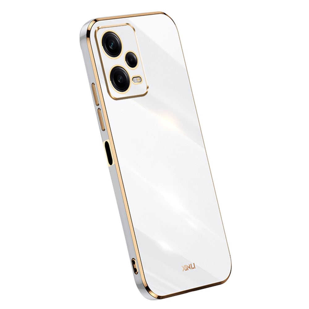 XINLI Phone Case for Xiaomi Redmi Note 12 Pro+ 5G Electroplating Golden Edge Anti-scratch TPU Phone Cover