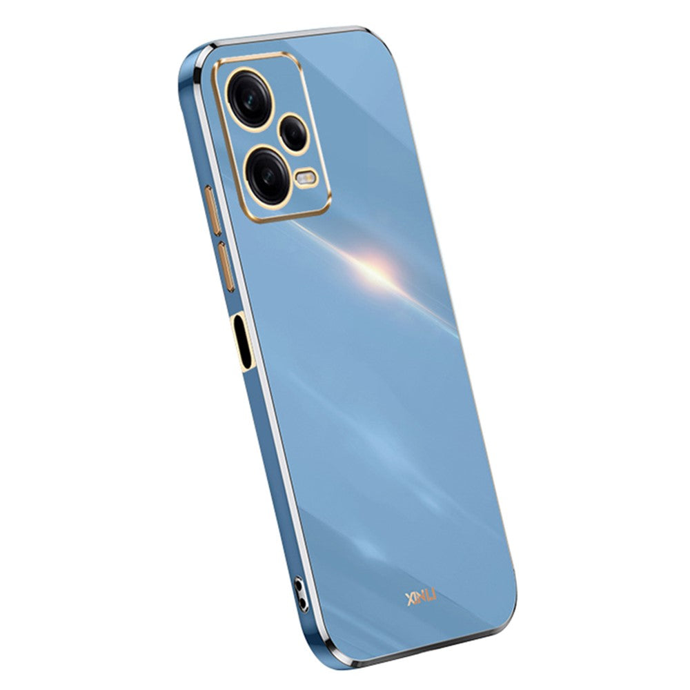 XINLI Phone Case for Xiaomi Redmi Note 12 Pro+ 5G Electroplating Golden Edge Anti-scratch TPU Phone Cover