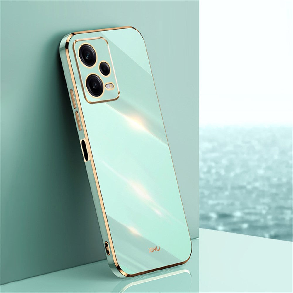 XINLI Shockproof Phone Case for Xiaomi Redmi Note 12 Pro 5G , Electroplating Golden Edge TPU Phone Cover
