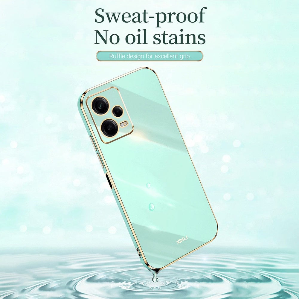 XINLI Shockproof Phone Case for Xiaomi Redmi Note 12 Pro 5G , Electroplating Golden Edge TPU Phone Cover