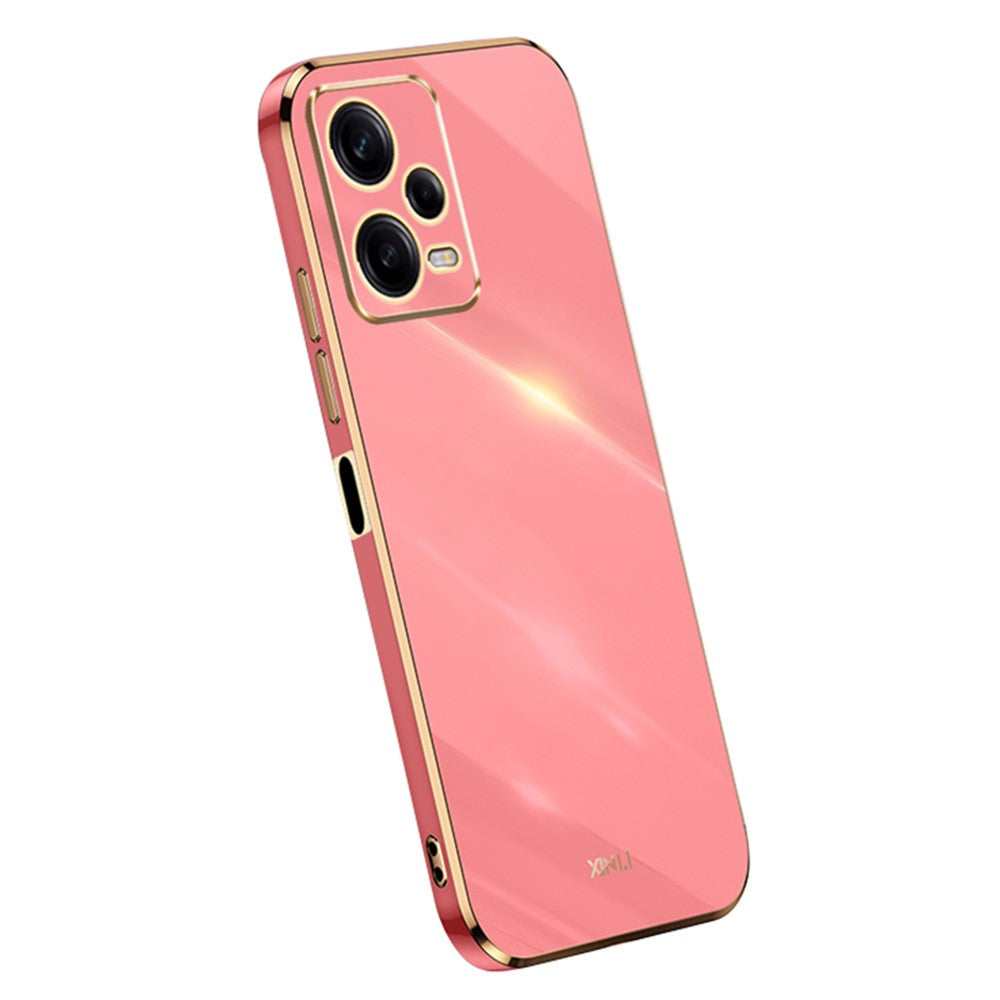 XINLI Shockproof Phone Case for Xiaomi Redmi Note 12 Pro 5G , Electroplating Golden Edge TPU Phone Cover